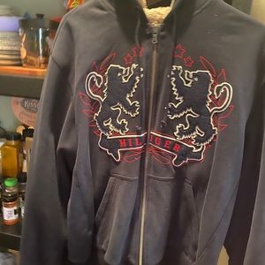 TOMMY HILFIGER MENS MEDIUM NAVY ZIP HOODED JACKET